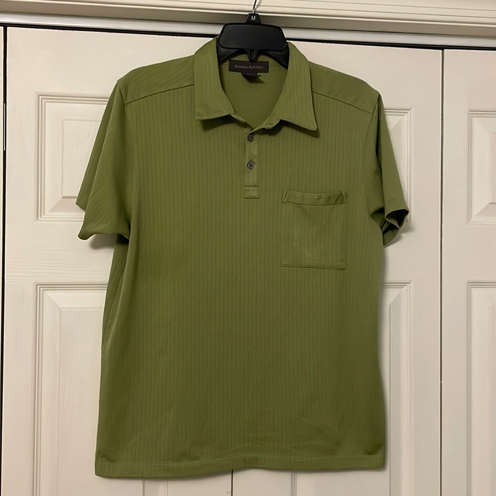 Banana Republic Ribbed Men’s Polo Shirt Green Size Medium